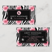 Elegantes Shabby Chic, rosa und schwarze Rose Must Visitenkarte (Vorne/Hinten)