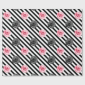 Elegantes Shabby Chic Rosa und schwarze Rose Strei Geschenkpapier (Flach)