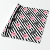 Elegantes Shabby Chic Rosa und schwarze Rose Strei Geschenkpapier (Ungerollt)
