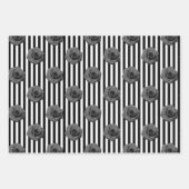 Elegantes Shabby Chic Rosa und schwarze Rose Strei Geschenkpapier Set (Vorderseite 3)