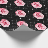 Elegantes Shabby Chic Rosen und Diamanten Geschenkpapier (Ecke)