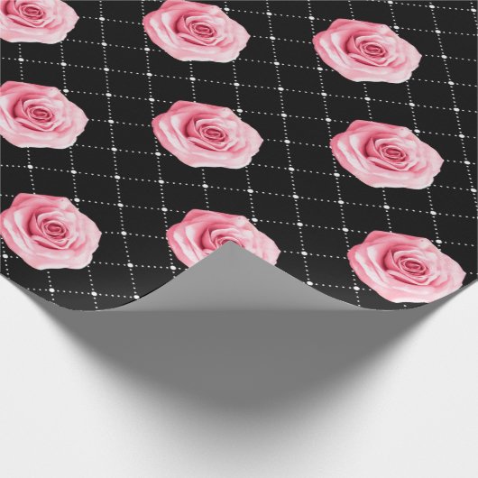 Elegantes Shabby Chic Rosen und Diamanten Geschenkpapier (Ecke)