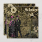 Elegantes Shabby Chic-Skelett-Halloween-Party Einladung (Vorne/Hinten)