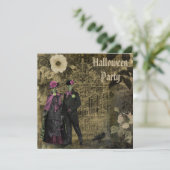 Elegantes Shabby Chic-Skelett-Halloween-Party Einladung (Stehend Vorderseite)