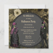 Elegantes Shabby Chic-Skelett-Halloween-Party Einladung (Rückseite)