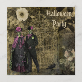 Elegantes Shabby Chic-Skelett-Halloween-Party Einladung