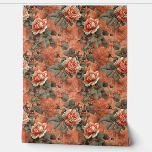 Elegantes Shabby Chic terracotta rosty Englisch Ro Tapete