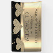 Elegantes Shiny Gold Glitzer Hearts Wedding Banner (Vertikal)