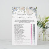 Elegantes Shoe Game des Blue Floral Brautparty (Stehend Vorderseite)