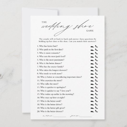 Elegantes Shoe-Spiel Einladung (Vorderseite)