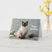 Elegantes Siamese Cat Foto Geburtstagskarte Karte (Gelbe Blume)