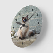 Elegantes Siamese Cat Foto Runde Wanduhr (Winkel)