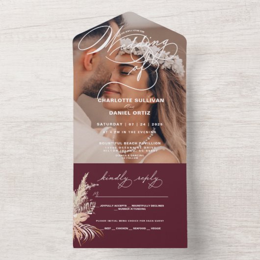 Elegantes Siegel und Send Boho | Hochzeit von | All In One Einladung (Innen Boden)