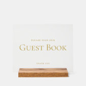 Elegantes SIGN UNSER GÄSTEBUCH Wedding Sign Gold Acrylschild (Vorderseite)