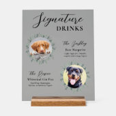 Elegantes Signature Drinks Haustier Hochzeithund 2 Acrylschild (Vorderseite)