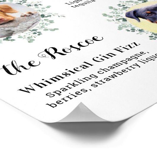 Elegantes Signature Drinks Haustier Hochzeithund 2 Poster (Ecke)