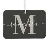 Elegantes Signature Gray Modern Monogram Black Fot Autolufterfrischer (Vorderseite)
