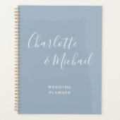Elegantes Signature Script Dusty Blue Wedding Planer (Vorderseite)