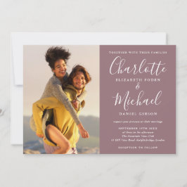 Elegantes Signature Script Foto Mauve Wedding Einladung