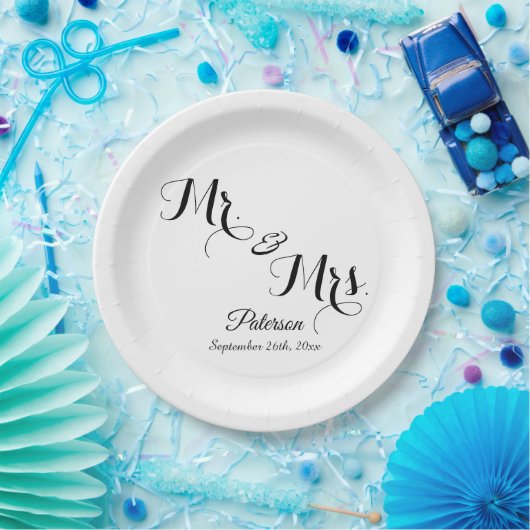 Elegantes Signature-Script-Monogramm Pappteller (Party)