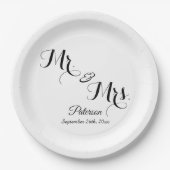 Elegantes Signature-Script-Monogramm Pappteller (Vorderseite)