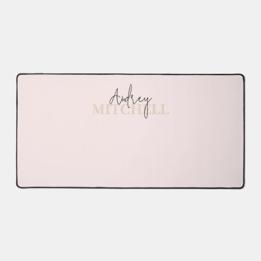 Elegantes Signature-Script-Monogramm rosa Schreibtischunterlage (Vorderseite)