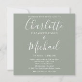 Elegantes Signature Script Silver Sage Wedding Fot Einladung (Vorderseite)