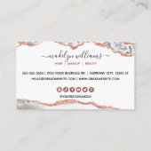 Elegantes Signature Script White Gold Agate Marmor Visitenkarte (Rückseite)