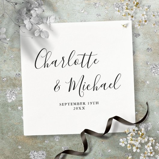 Elegantes Signaturskript schwarz und weiß Serviette