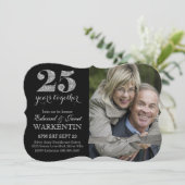 Elegantes Silber 25. Hochzeitstag mit Foto Einladung (Stehend Vorderseite)
