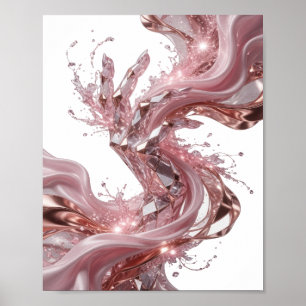 Elegantes Silber ABSTRACT ART Grafikdesign Poster