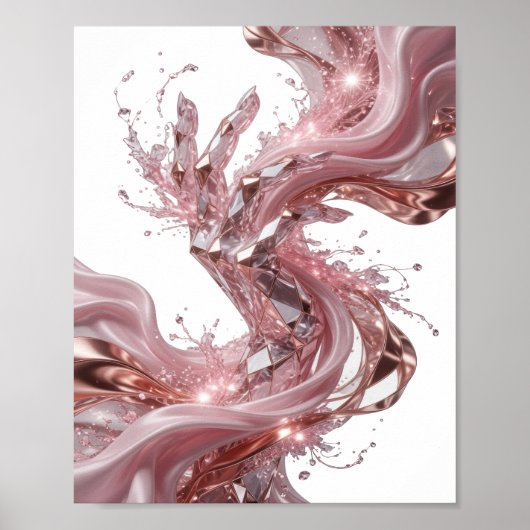Elegantes Silber ABSTRACT ART Grafikdesign Poster (Vorne)