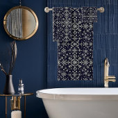 Elegantes Silber-Blau-Schneeflockenmuster Badhandtuch Set