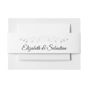 Elegantes Silber Blühend auf White Wedding Einladungsbanderole