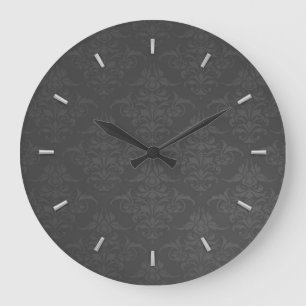 Elegantes Silber-Damaskus-Muster Große Wanduhr