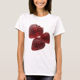 Elegantes Silber DREI ROTE ERDBEEREN Individuelles T-Shirt