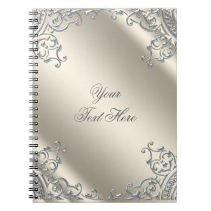Elegantes Silber-Elfenbein-Beige-Notizbuch Notizblock