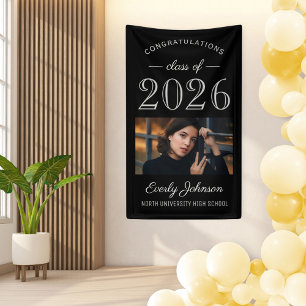Elegantes Silber-Foto Abschlussklasse 2026 Banner