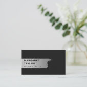Elegantes Silber gebürstet / schwarz Visitenkarte (Stehend Vorderseite)
