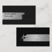 Elegantes Silber gebürstet / schwarz Visitenkarte (Vorne/Hinten)