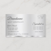Elegantes Silber glamourös mit Monogram Stilvoll Visitenkarte (Rückseite)