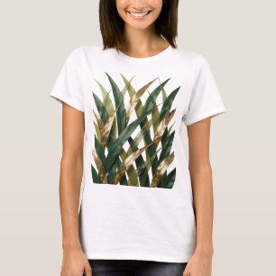 Elegantes Silber GOLDENE BLÄTTER AUF SCHWARZEM HIN T-Shirt
