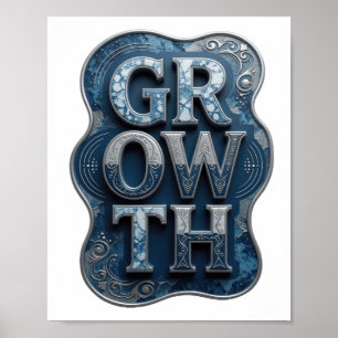 Elegantes Silber-GROWTH-Text-Design Poster