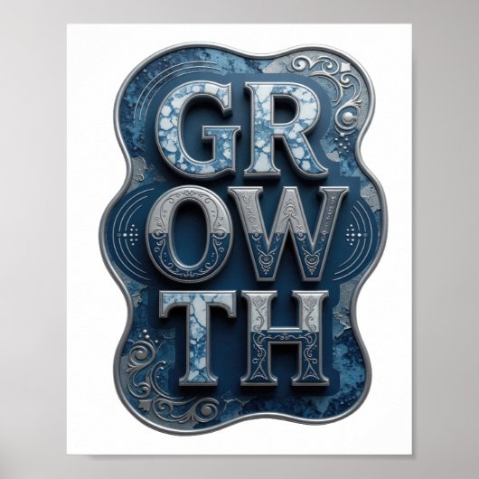 Elegantes Silber-GROWTH-Text-Design Poster (Vorne)