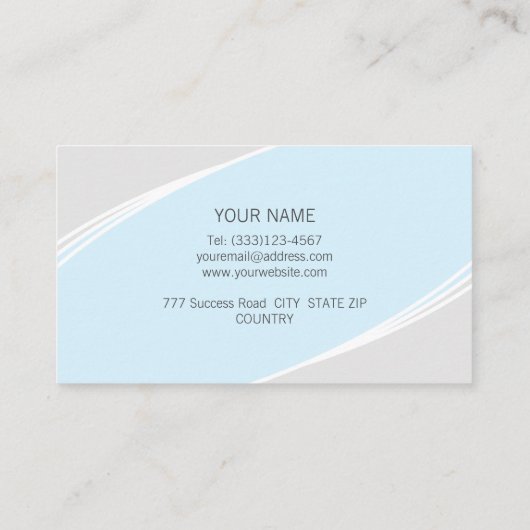 Elegantes Silber, helles Türkisblau und Weiß Visitenkarte (Rückseite)