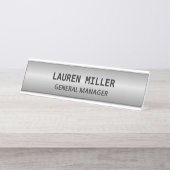 Elegantes Silber individuell anpassbar Schreibtischnamensplakette (Vorderseite )