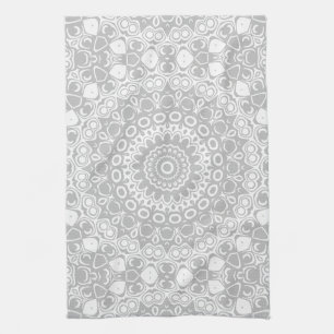 Elegantes Silber-Mandala-Muster Geschirrtuch