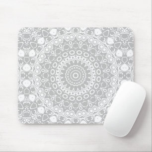 Elegantes Silber-Mandala-Muster Mousepad