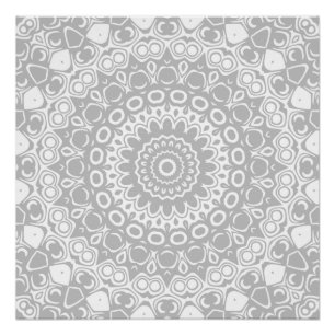 Elegantes Silber-Mandala-Muster Poster