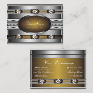 Elegantes Silber mit braunen Imitaten Rhinestones Visitenkarte